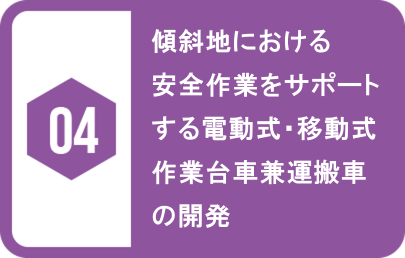 04.傾斜地における安全作業をサポートする電動式・移動式作業台車兼運搬車の開発